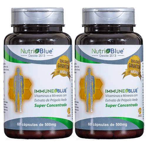 Promoção 2 frascos - Immune Blue - Vitaminas e Minerais com Extrato de Própolis Verde