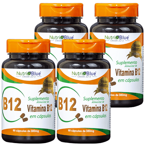 Promoção 4 Frascos - Vitamina B12 60 Caps de 380mg cada