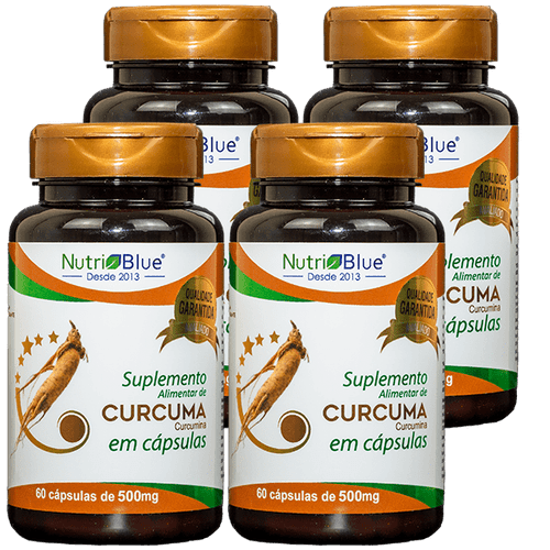 Promoção 4 frascos - Cúrcuma Nutriblue 60 capsulas de 500mg