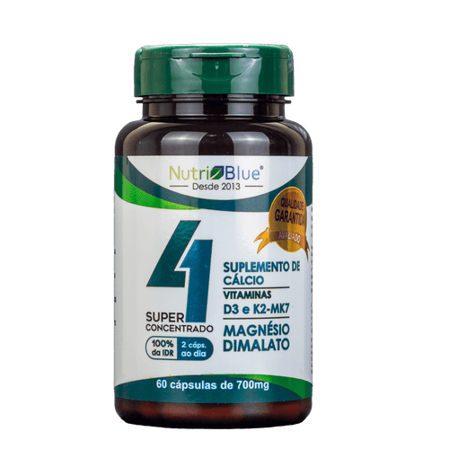 Suplemento Quarteto Vitaminico Super Concentrado Nutriblue Com Cálcio, Magnésio Dimalato, Vitamina D3 E K2