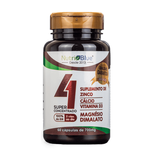 Suplemento Quarteto Vitamínico Super Concentrado Nutriblue Com Cálcio, Magnésio Dimalato, Vitamina D3 E Zinco