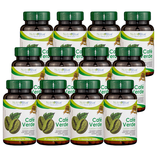 Promoção 12 frascos - Café verde (Green coffee) em Capsulas Nutriblue
