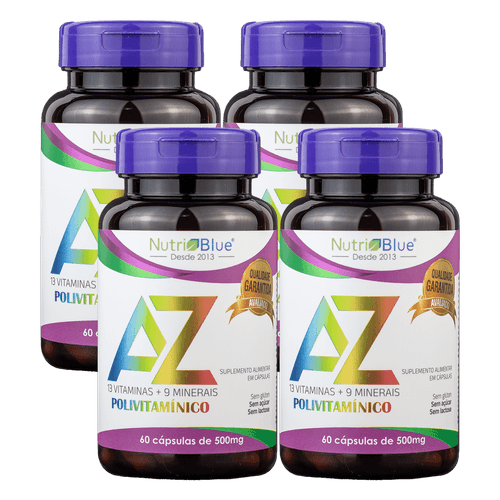 Promoção 4 Frascos - Polivitaminico Nutriblue - Vitaminas e Minerais De A-Z