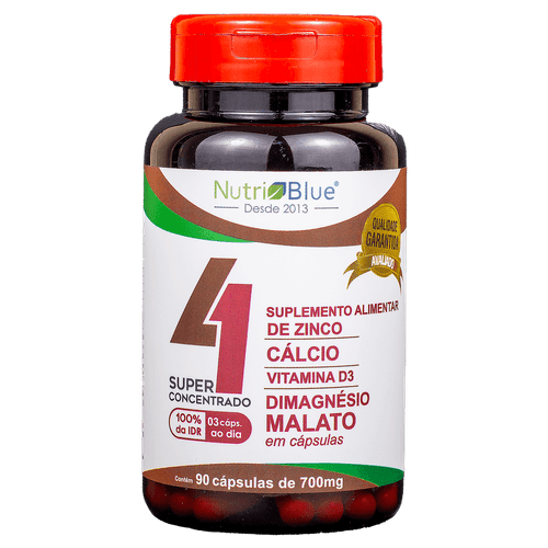 Suplemento Quarteto Vitamínico Super Concentrado Nutriblue Com Cálcio, Magnésio Dimalato, Vitamina D3 E Zinco