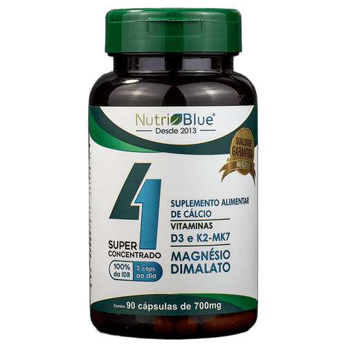 Suplemento Quarteto Vitaminico Super Concentrado Nutriblue Com Cálcio, Magnésio Dimalato, Vitamina D3 E K2