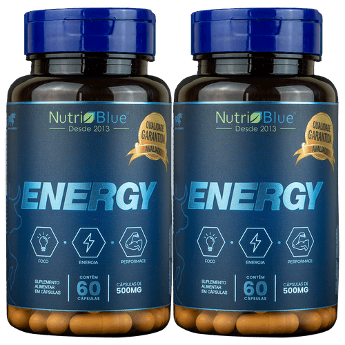 ENERGY: O Melhor Pré Workout para dar energia (60 Cápsulas) - 2 Frascos