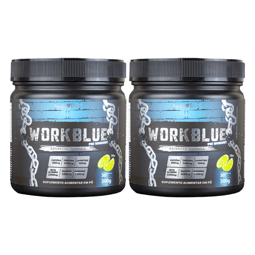 WORKBLUE: Pré Workout Com Cafeína e Taurina 300g - 2 Frascos