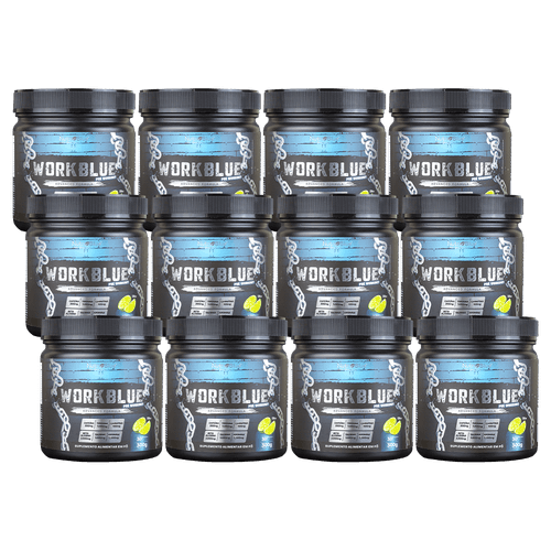 WORKBLUE: Pré Workout Com Cafeína e Taurina 300g - 12 Frascos